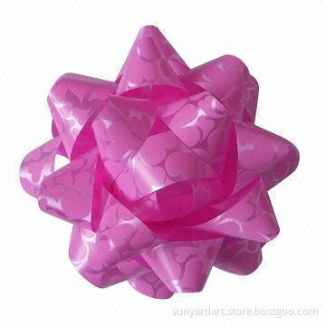 PP printed hearts ribbon star bow, measures 18mm x 4 inch x 20 loops